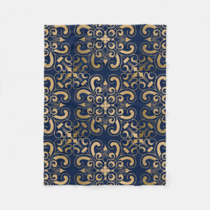 Luxuriöse Verziert Gold Navy Fleecedecke