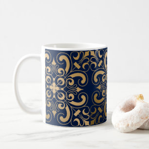 Luxuriöse Verziert Gold Navy Kaffeetasse