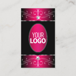 Luxuriöse Verzierte Ornamente in Schwarz und Rosa  Visitenkarte