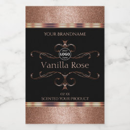 Luxuriöse Verzierte Rosegold Black Product Labels  Lebensmitteletikett