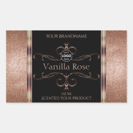 Luxuriöse Verzierte Rosegold Black Product Labels  Rechteckiger Aufkleber