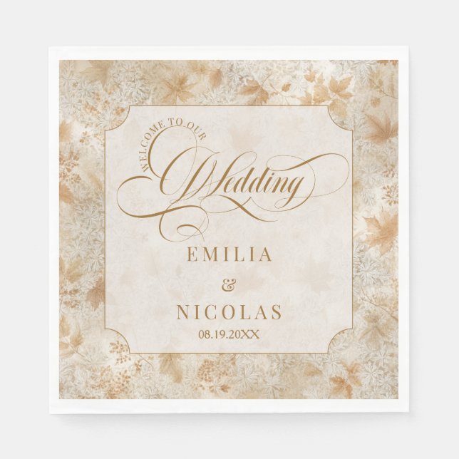 Luxuriöse viktorianische Herbst-Hochzeit Serviette (Vorderseite)