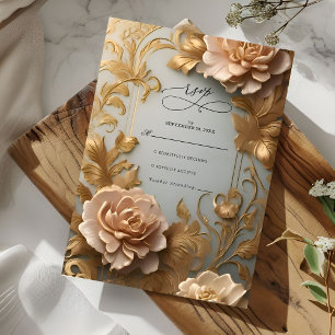 Luxuriöse Vintag inspiriert Blumenmotif Wedding RSVP Karte