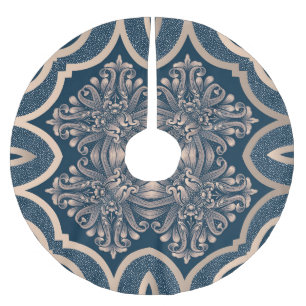 Luxuriöse Vintage Damaske Nahtloses Muster Polyester Weihnachtsbaumdecke