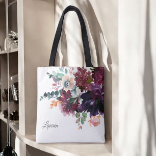 Luxuriöse Wasserfarbe Burgunder Floral mit Namen