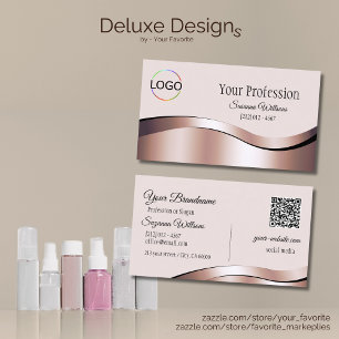 Luxuriöse Wave Rose Gold Decoder Logo und QR Code Visitenkarte