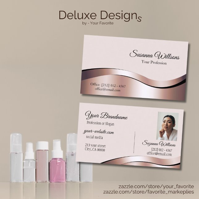 Luxuriöse Wave Rose Gold Dekoration mit Foto Delux Visitenkarte (Von Creator hochgeladen)