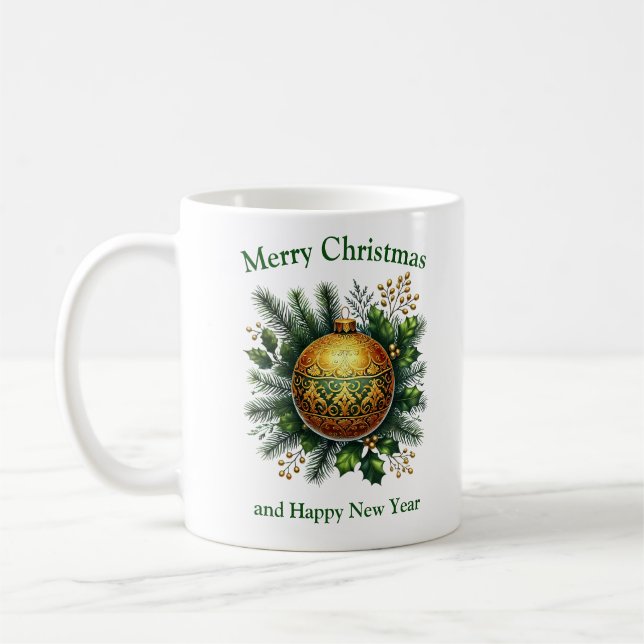 Luxuriöse Weihnachtsschmuck grün und gold Kaffeetasse (Links)