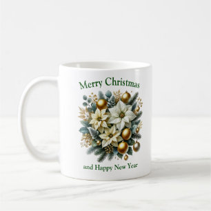 Luxuriöse Weihnachtsschmuck grün und gold Kaffeetasse