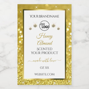 Luxuriöse Weiße Gold Glitter Produkt Etiketten Log