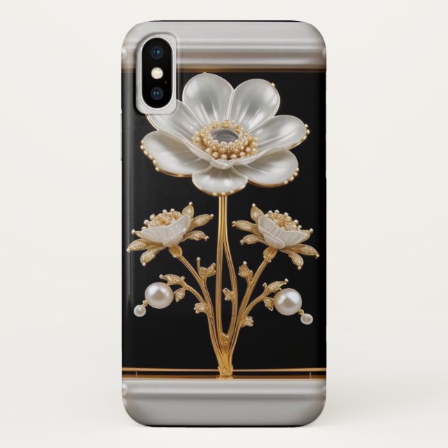 Luxuriöse White Blume Case-Mate iPhone Hülle (Rückseite)