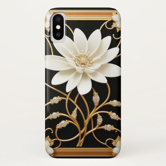 Luxuriöse White Blume Case-Mate iPhone Hülle (Rückseite)