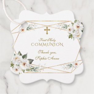 Luxuriöse White Blume Gold Cross Heilige Kommune Geschenkanhänger