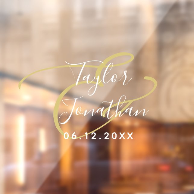 Luxuriöse White & Gold Minimal Klasse Maßgeschneid Fensteraufkleber (Blatt 2)