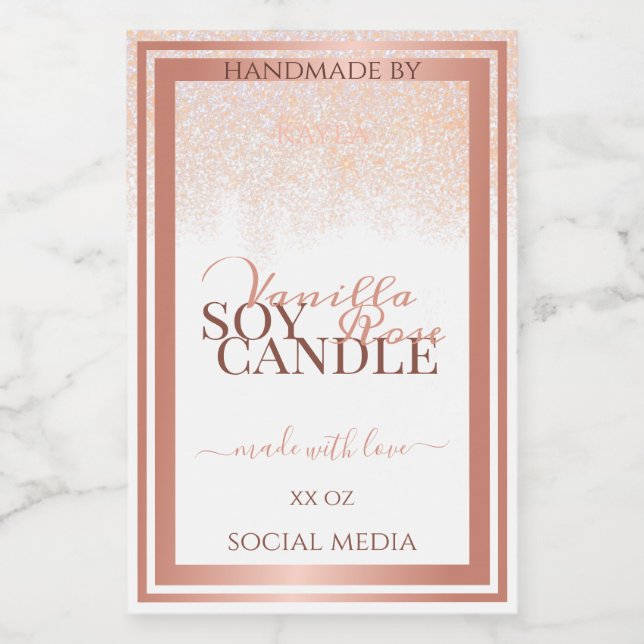 Luxuriöse White Product Packaging Labels Rose Gold Lebensmitteletikett (Einzelnes Label)