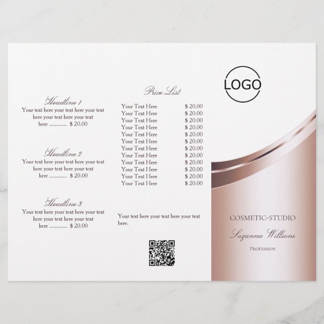 Luxuriöse White Rose Gold Dekoration mit Logo und  Flyer (Vorne)