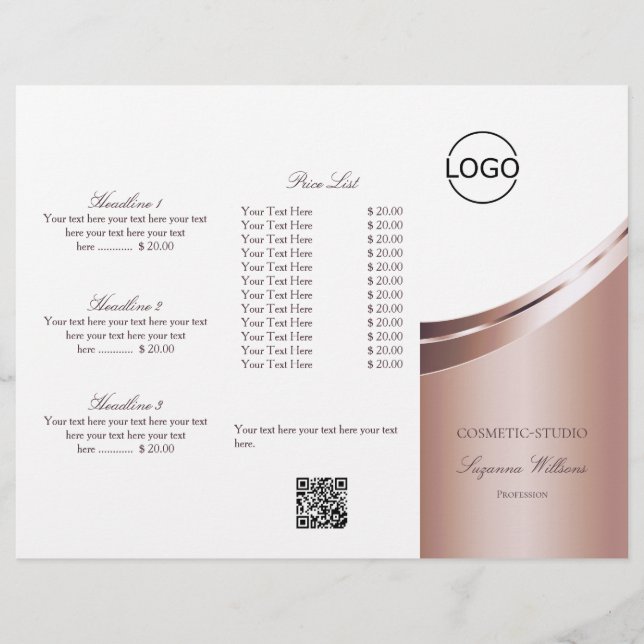 Luxuriöse White Rose Gold Dekoration mit Logo und  Flyer (Vorne)