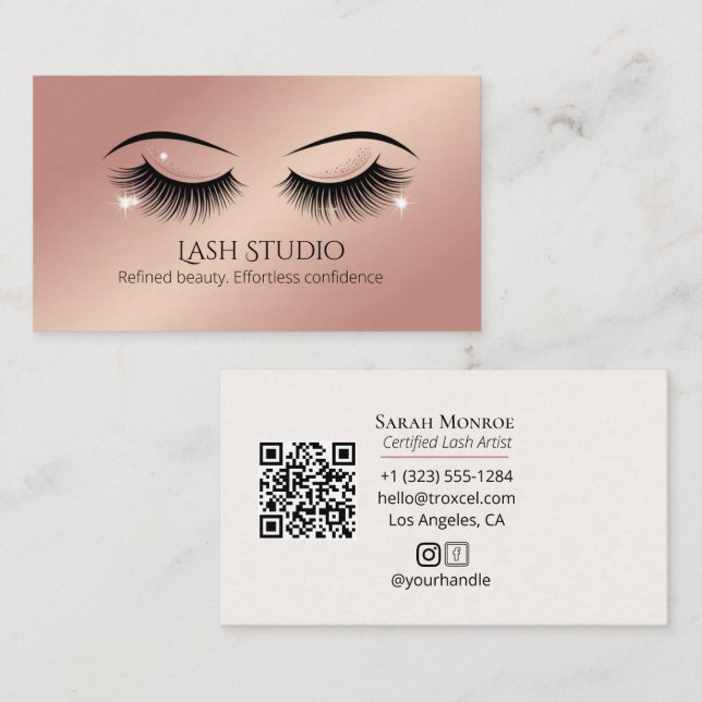 Luxuriöse Wimpern-Design mit QR-Code Visitenkarte (Vorne/Hinten)