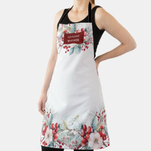 Luxuriöse Winter Berries Holiday Monogram Schürze
