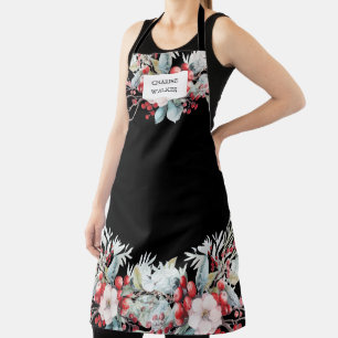 Luxuriöse Winter Berries Holiday Monogram Schürze