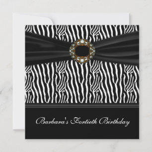 Luxuriöse Zebra Jewel Womans 40. Geburtstag Party Einladung