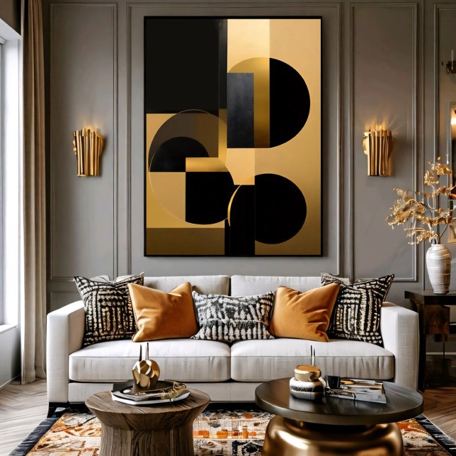Luxuriöser abstrakter Gold Schwarz Poster (Von Creator hochgeladen)