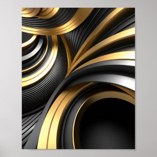 Luxuriöser Abstrakter Hintergrund mit Gold und Bla Poster