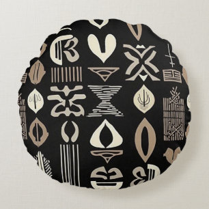 Luxuriöser afrikanischer Karibik-Mudcloth Rundes Kissen
