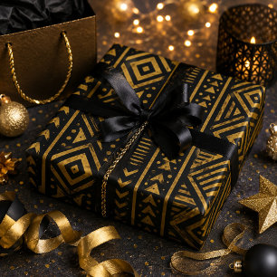 Luxuriöser afrozentrischer schwarzer und goldener geschenkpapier