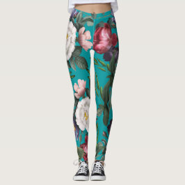 Luxuriöser, angesagter Sommergarten, trendig blau Leggings