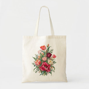 Luxuriöser Aquarell-Tulpen-Garten Tragetasche