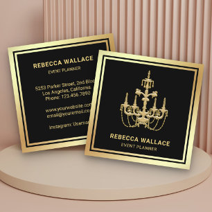 Luxuriöser Black Gold Foil Chandelier Event Plane Quadratische Visitenkarte