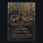 Luxuriöser Black Gold Glitzer Perl Marble Sweet 16 Einladung<br><div class="desc">Diese glamouröse und luxuriöse 16 . Geburtstag Geburtstagsfeier ist das perfekte Design für die besondere Veranstaltung Ihres jungen Teenagers. Es verfügt über einen funkelnd vergoldeten Randvorhang mit Imitaten und Imitaten, die auf einem eleganten Hintergrund aus schwarzem Perlmarmor mit Glitzer-Typografie versehen sind. Es ist ein elegantes, elegantes, trendiges und modernes Bing-Design...</div>