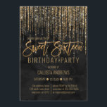 Luxuriöser Black Gold Glitzer Perl Marble Sweet 16 Einladung<br><div class="desc">Diese glamouröse und luxuriöse 16 . Geburtstag Geburtstagsfeier ist das perfekte Design für die besondere Veranstaltung Ihres jungen Teenagers. Es verfügt über einen funkelnd vergoldeten Randvorhang mit Imitaten und Imitaten, die auf einem eleganten Hintergrund aus schwarzem Perlmarmor mit Glitzer-Typografie versehen sind. Es ist ein elegantes, elegantes, trendiges und modernes Bing-Design...</div>