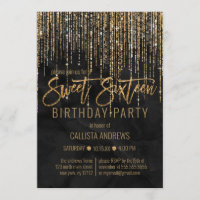 Luxuriöser Black Gold Glitzer Perl Marble Sweet 16