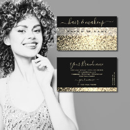 Luxuriöser Black Gold Sparkling Glitzer Luxe Glam Visitenkarte
