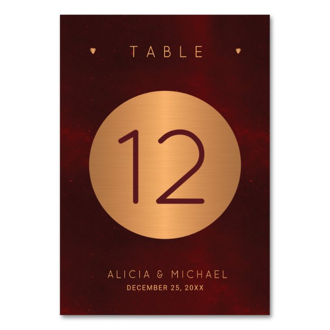 Luxuriöser bordeauxroter Glitzer Tischnummer (Vorderseite)