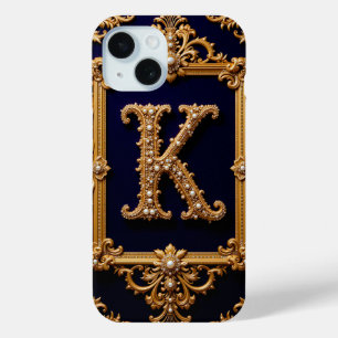 Luxuriöser Buchstabe K in ornamentaler goldener Ra Case-Mate iPhone Hülle