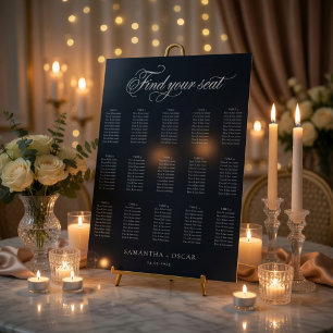 Luxuriöser Dunkelgrauer Hochzeits-Sitzplan Poster