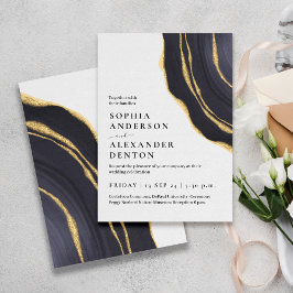 Luxuriöser dunkler Aperitif, goldener Marmor Einladung