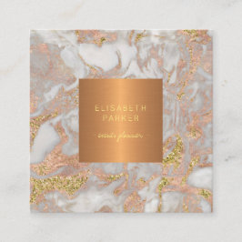Luxuriöser eleganter Glam Rose Goldmarmor mit Mono Quadratische Visitenkarte