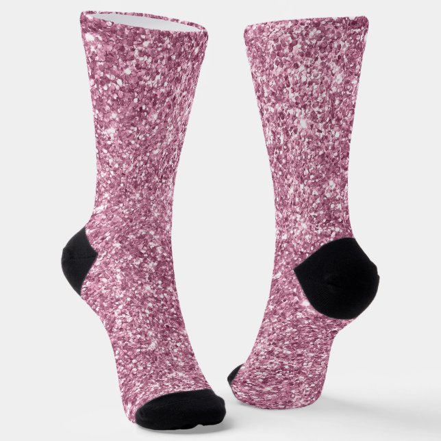 Luxuriöser Funkelnd Dusty Pink Glitzer Socken (Gewinkelt)
