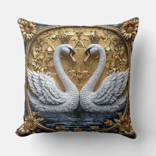 Luxuriöser gekrönter Schwan Royal Gold elegant rom Kissen