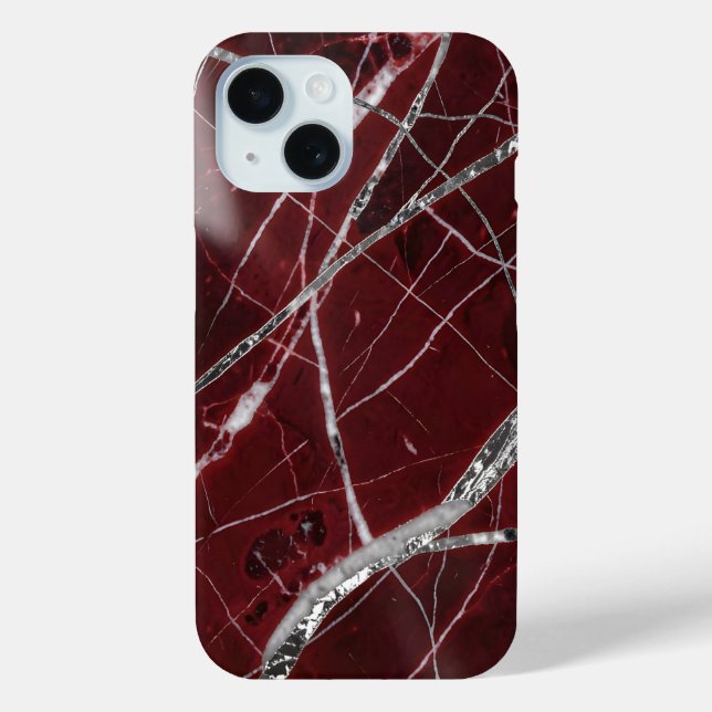 Luxuriöser glänzender roter Marmor Case-Mate iPhone Hülle (Rückseite)