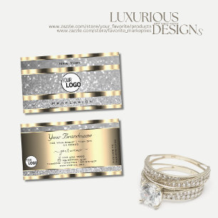 Luxuriöser Gold-Silber-Glitter-Sterne-Funke Logo h Visitenkarte