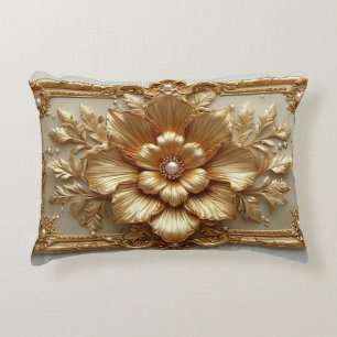 Luxuriöser goldener Blumenrahmen Dekokissen
