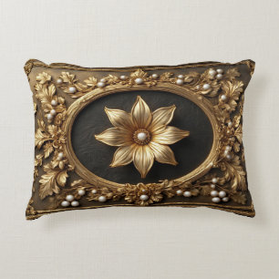 Luxuriöser goldener Blumenrahmen Dekokissen