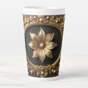 Luxuriöser goldener Blumenrahmen Milchtasse
