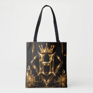 Luxuriöser goldener Buchstabe H Kronendiamant Mono