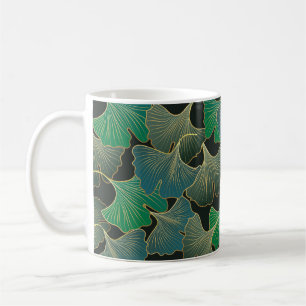 Luxuriöser goldener Ginkgo, Vintage-Kunst. Kaffeetasse